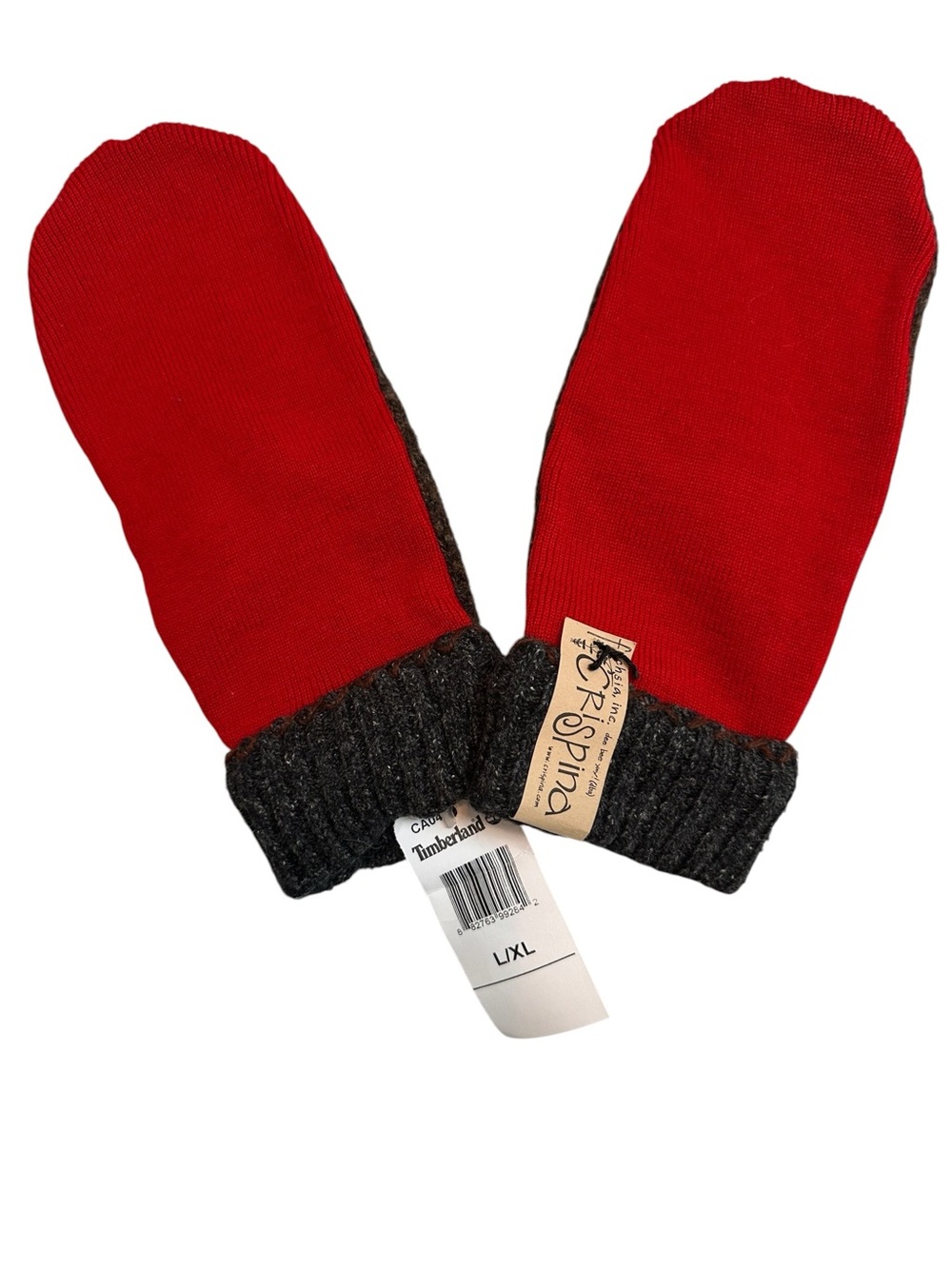 Timberland Crispina Red & Gray Wool Blend Mittens – Size L/XL – NWT